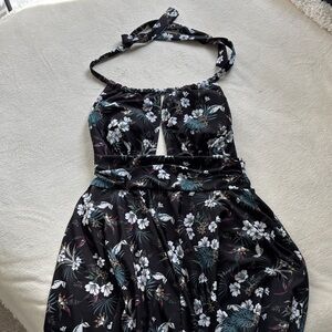 B2PRITY Black and White floral swim Dress